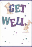 Brimming with playfulness and gentle optimism, this get well card radiates the warmth often found in Dalston's community corners. Two friendly faces-a spirited teddy bear and a floppy-eared puppy-spring from the page, both balancing and holding vibrant, jewel-toned letters that spell out 'Get Well.' The indigo and teal hues pop brilliantly against a soft cream background, much as a spray of fresh blooms enlivens a flat above Kingsland Road. Deliciously soft fur and velvety puppy ears are rendered with such detail that their comfort is almost tangible. Scattered stars in every shade from pale lilac to deep sapphire twinkle cheerfully, lending a whimsical, magical presence that sparkles like fairy lights at Dalston's night markets. The overall mood is light and comforting, each artistic touch reminiscent of the thoughtful arrangements crafted daily at Dalston Florist. Whether sent alongside a hand-tied bouquet or delivered solo, this card carries genuine care-a bright, nurturing gesture perfect for wishing swift recovery and sharing a moment of Dalston joy.